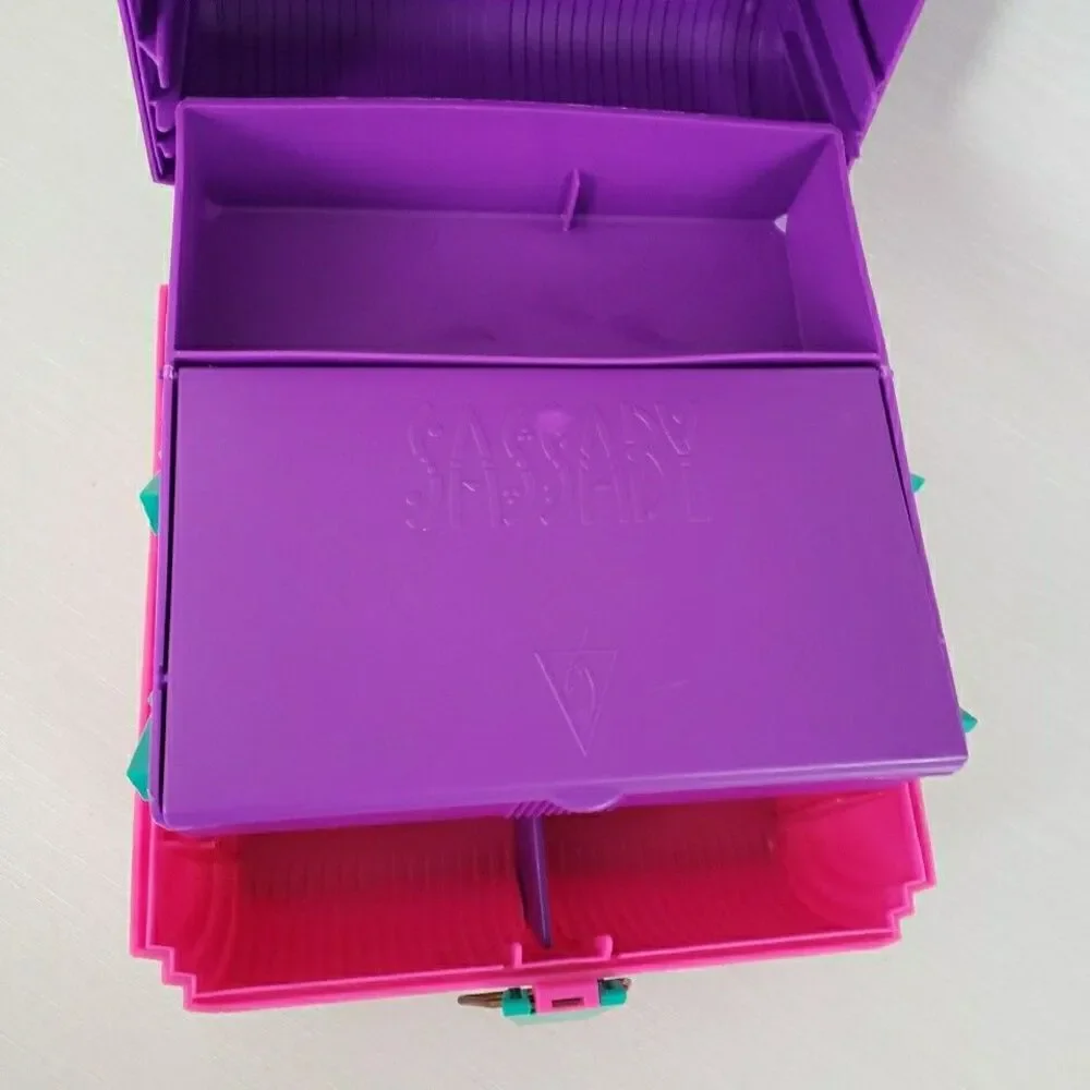 Sassaby Pink Purple Makeup Cosmetic Case Jewelry Organizer Box Mirror 102-17